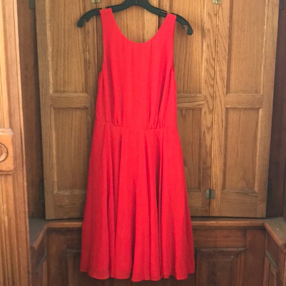 French connection red fit and flare silk dress - Picture 4 of 4
